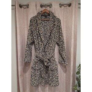 Victoria Secret Plush Robe Womens Animal Leopard Printv2 Slide Pockets XL/XXL